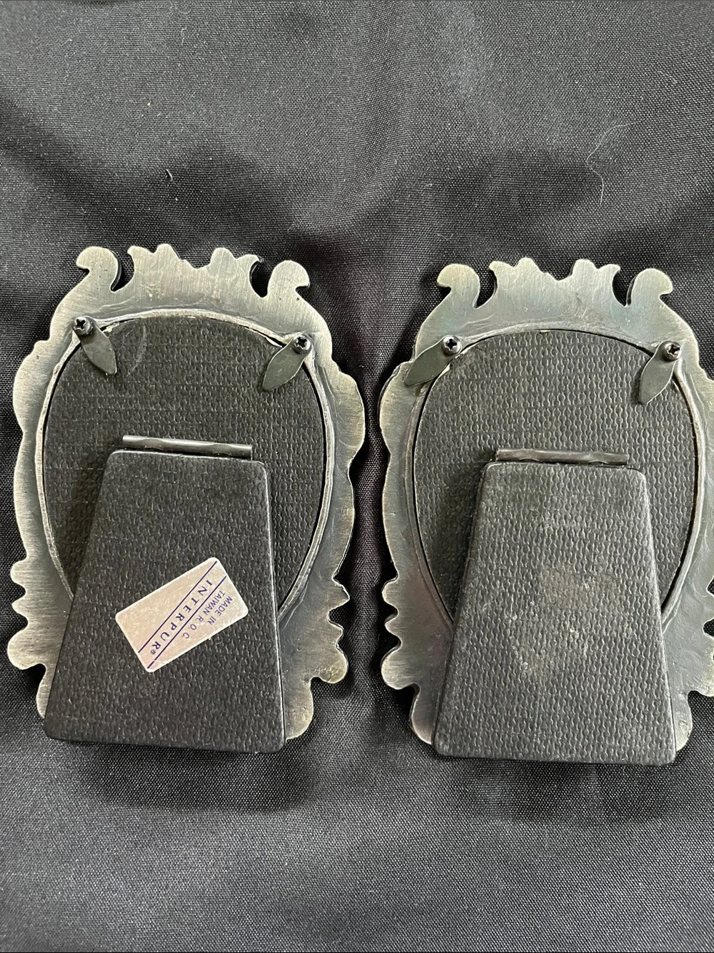 4 Vtg INTERPUR Pewter Picture Frames Floral Victorian Oval Heart Taiwan ROC